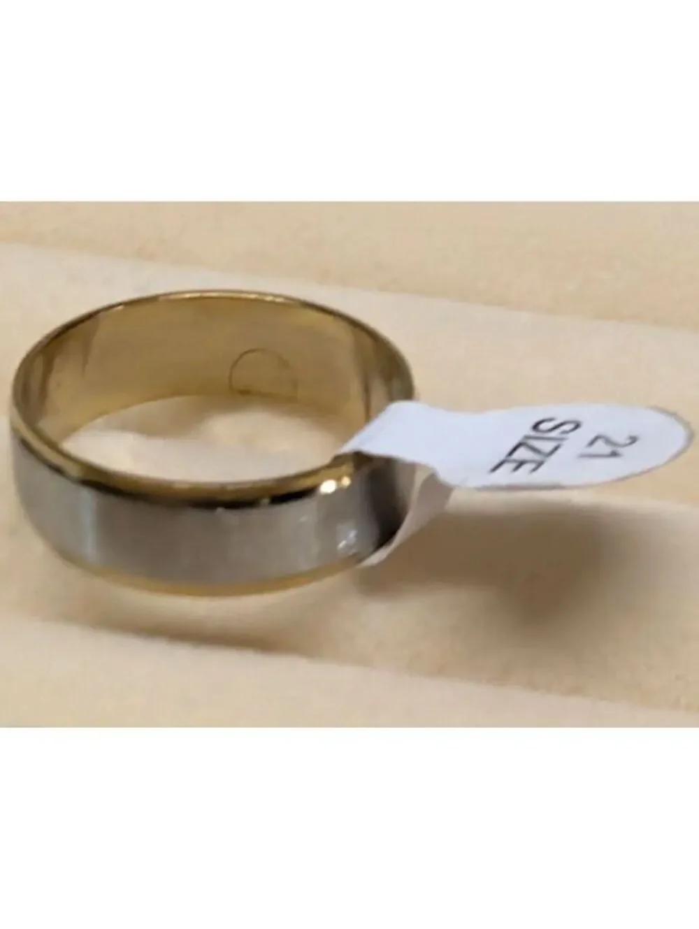 New Mens Size 11.5 Two Gold Silver Tone Stainless Steel Band Ring Wedding Thumb